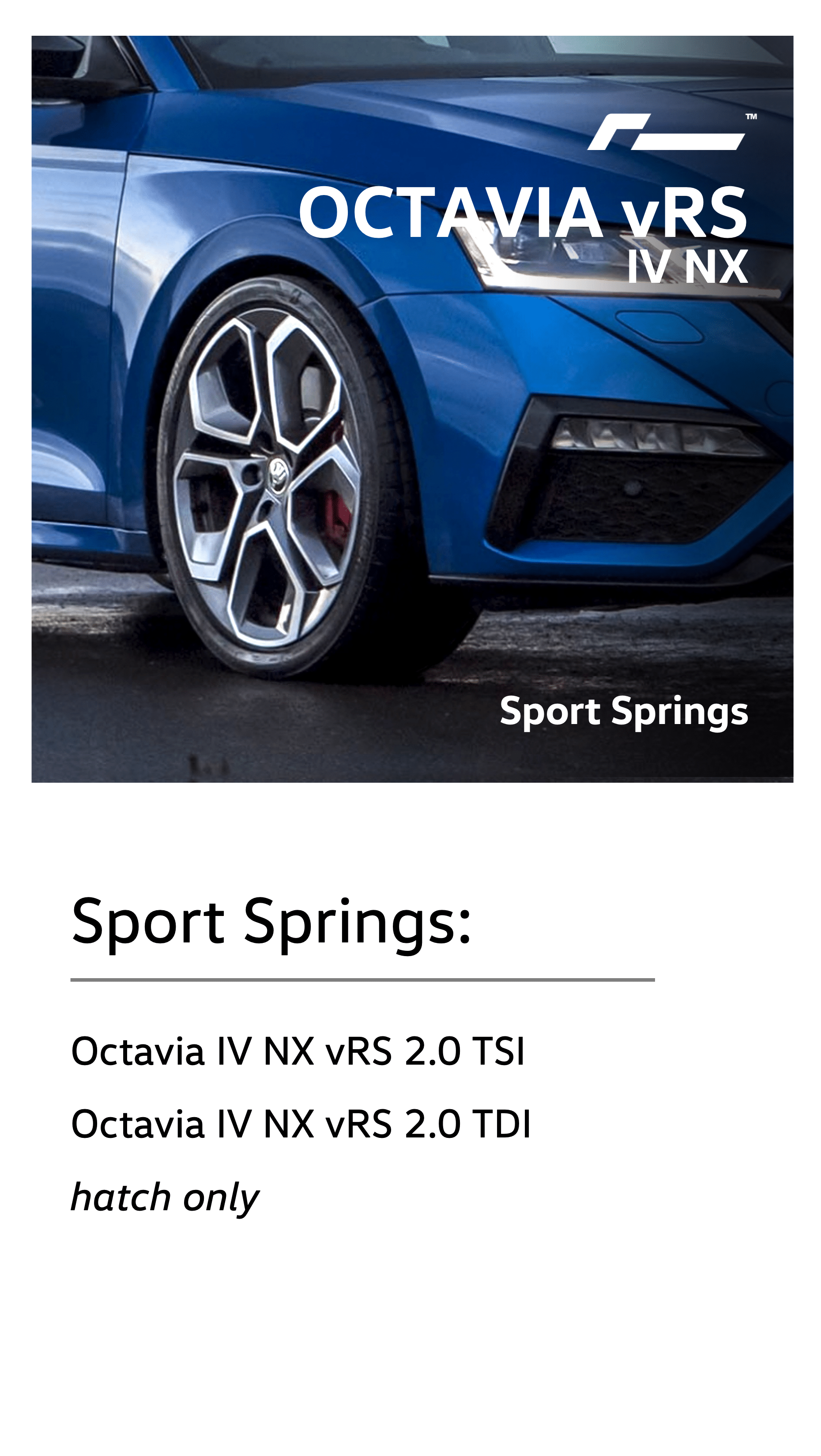 Racingline skoda octavia vrs mk4 hatch/saloon sports lowering springs - vwr31sk01 6 Racingline skoda octavia vrs mk4 hatch/saloon sports lowering springs - vwr31sk01 - image 6