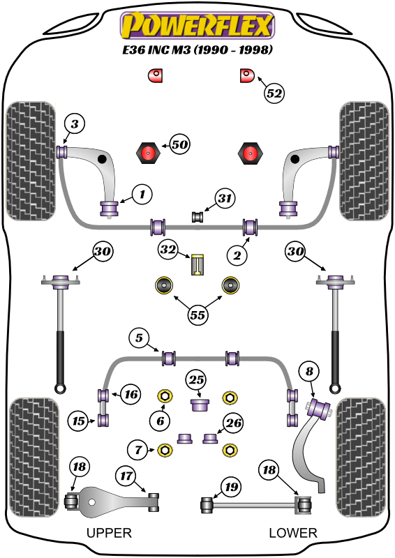 Powerflex black series exhaust mounting bush & bracket - exh034blk 2 Pfr5-504-20blk_diagram