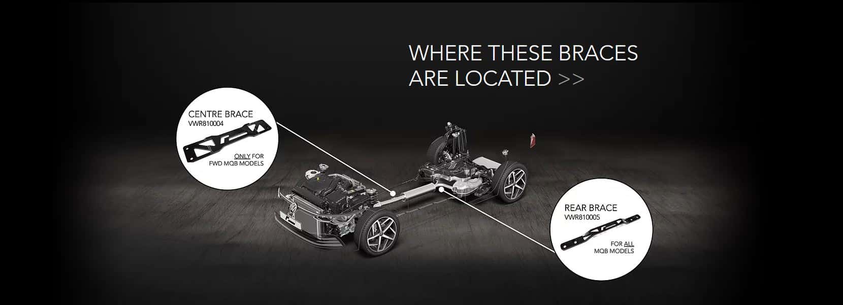 Racingline billet underbody tunnel braces - mqb models