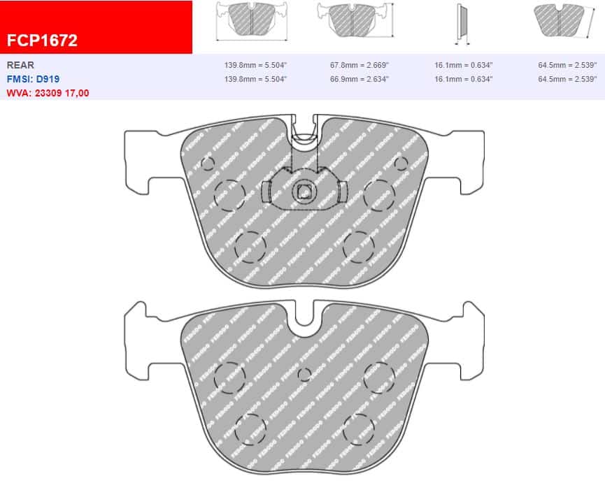 Fcp1672h - ferodo racing ds2500 rear brake pad - bmw 2 Fcp1672h - ferodo racing ds2500 rear brake pad - bmw - image 2