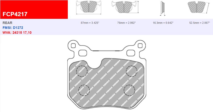 Fcp4217h - ferodo racing ds2500 rear brake pad - bmw 1-series 2 Fcp4217h - ferodo racing ds2500 rear brake pad - bmw 1-series - image 2