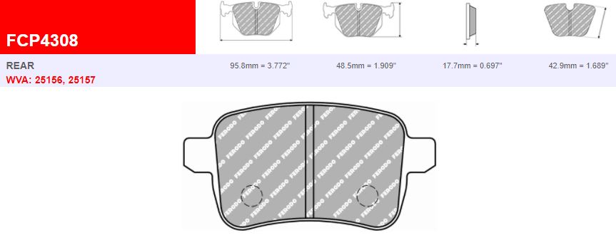 Fcp4308h - ferodo racing ds2500 rear brake pad - alfa romeo giulietta 2 Fcp4308h - ferodo racing ds2500 rear brake pad - alfa romeo giulietta - image 2