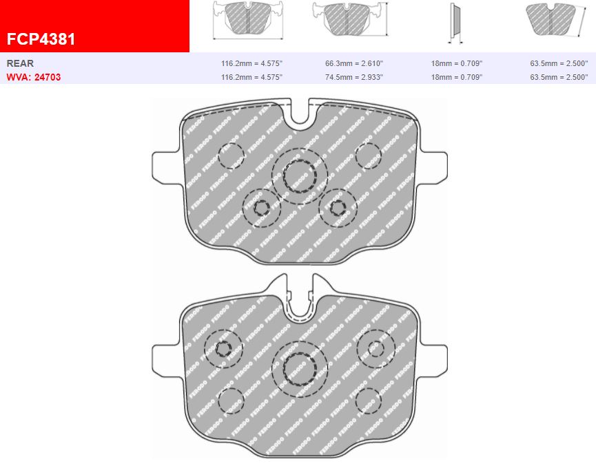 Fcp4381h - ferodo racing ds2500 rear brake pad - bmw 2 Fcp4381h - ferodo racing ds2500 rear brake pad - bmw - image 2