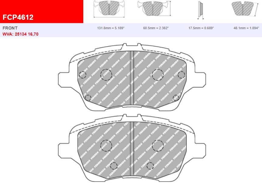 Fcp4612h - ferodo racing ds2500 front brake pad - ford fiesta mk7/b max 2 Fcp4612h - ferodo racing ds2500 front brake pad - ford fiesta mk7/b max - image 2