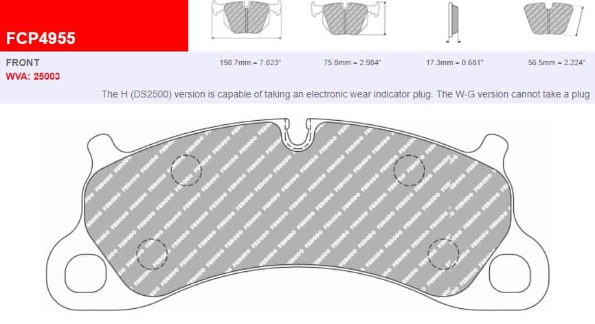 Fcp4955h - ferodo racing ds2500 front brake pad - porsche 911 (991) 2 Fcp4955h - ferodo racing ds2500 front brake pad - porsche 911 (991) - image 2