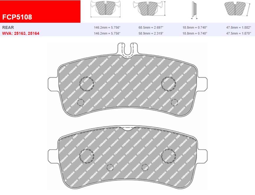 Fcp5108h - ferodo racing ds2500 rear brake pad - mercedes c-class/s-class/amg gt 2 Fcp5108h - ferodo racing ds2500 rear brake pad - mercedes c-class/s-class/amg gt - image 2