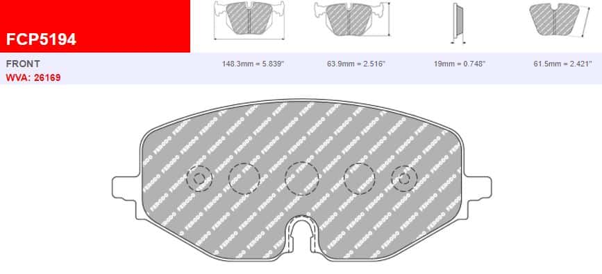 Fcp5194 - ferodo racing ds2500 front brake pad - vw golf mk8/skoda octavia mk4 2 Fcp5194 - ferodo racing ds2500 front brake pad - vw golf mk8/skoda octavia mk4 - image 2