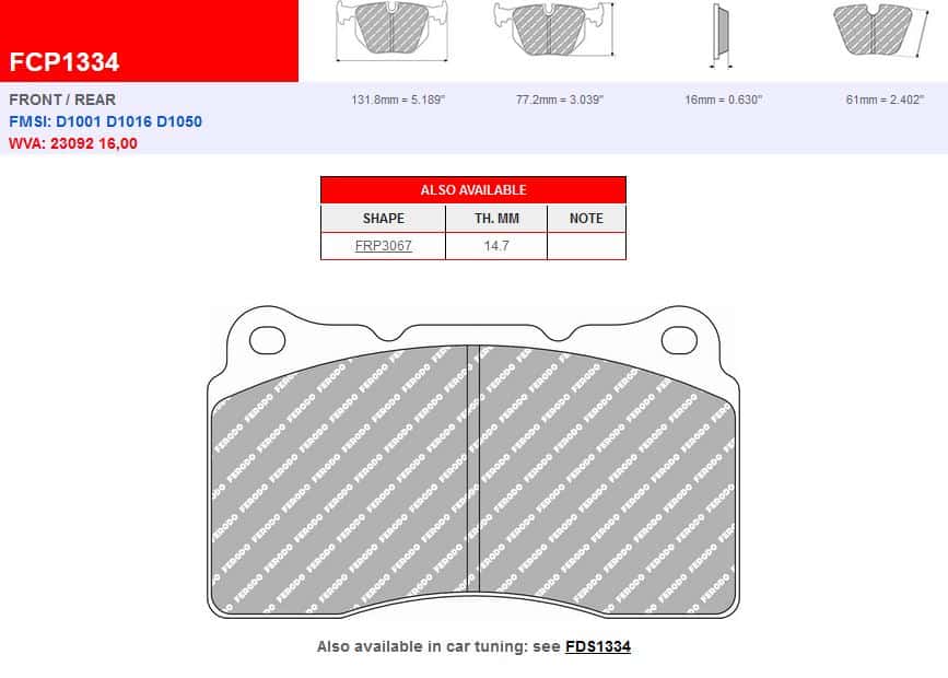 Fds1334 - ferodo racing ds performance front brake pad 3 Fds1334 - ferodo racing ds performance front brake pad - image 3
