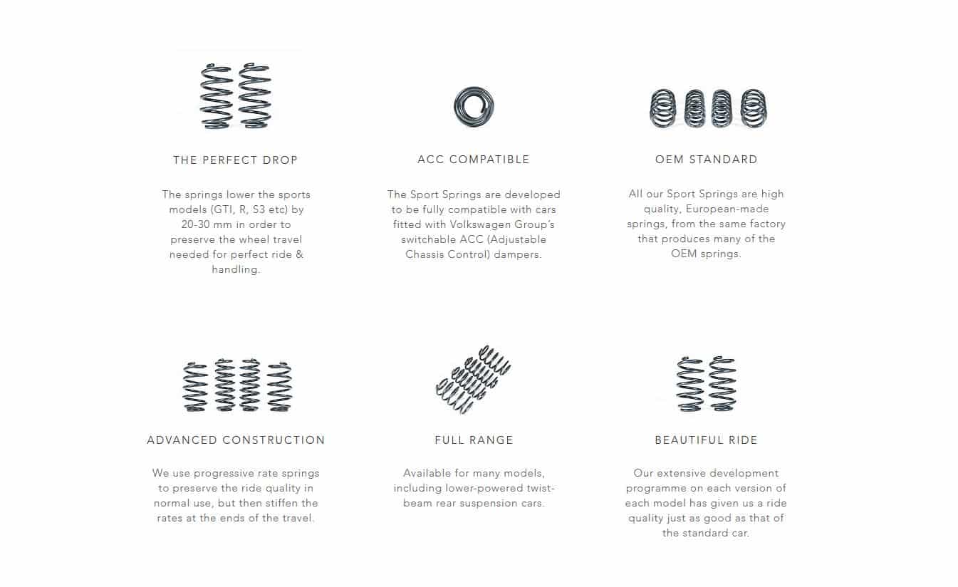 Racingline sport lowering springs vw golf mk7 standard (multi-link/beam axle) -vwr31g7ml 2 Racingline springs
