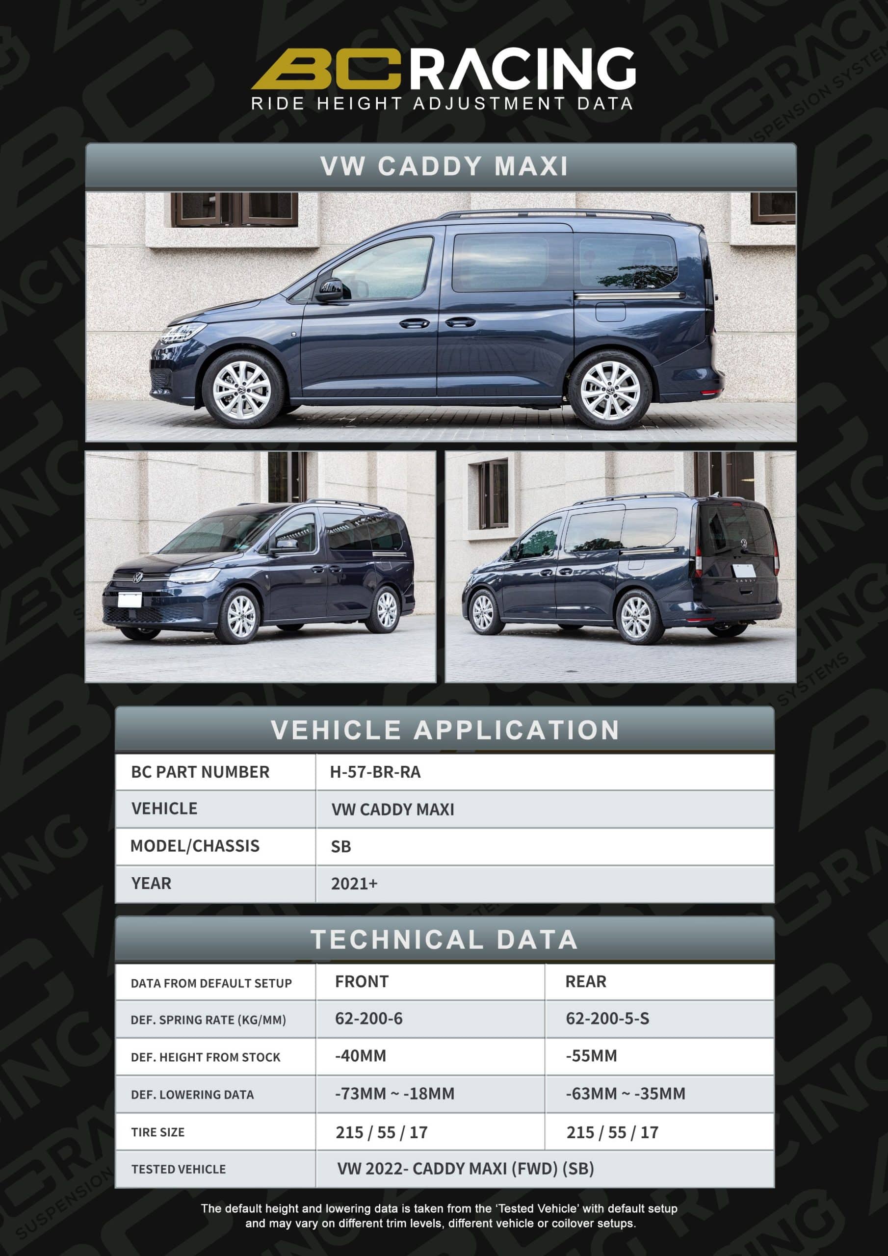 Bc racing br ra coilovers vw caddy cargo maxi (strut 55mm) fwd sb (2021+) 6/4kg. Mm 2 Bc racing br ra coilovers vw caddy cargo maxi (strut 55mm) fwd sb (2021+) 6/4kg. Mm - image 2