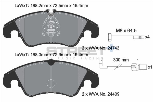 Pagid racing street+ brake pads - t8093sp2001 2 Pagid racing street+ brake pads - t8093sp2001 - image 2