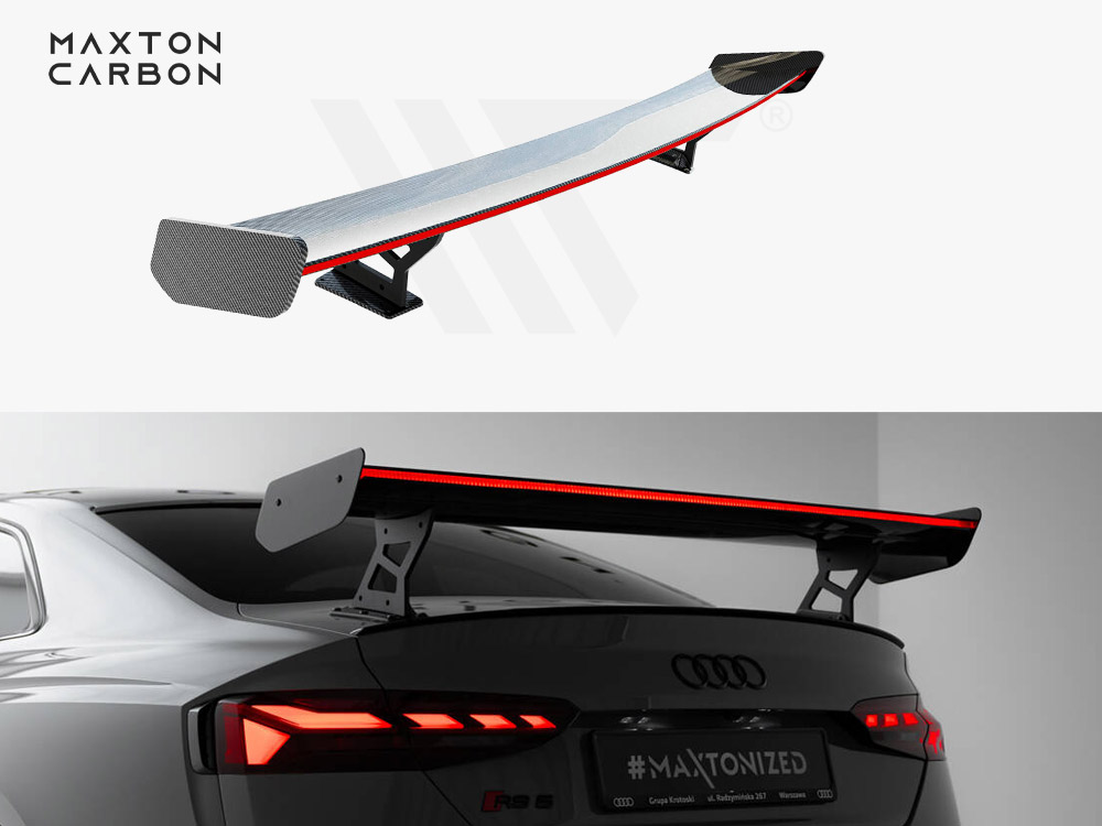 Maxton carbon spoiler with external brackets uprights v2 + led for audi a5 / a5 s-line / s5 / rs5 coupe f5 / f5 facelift models 1 Maxton carbon spoiler with external brackets uprights v2 + led for audi a5 / a5 s-line / s5 / rs5 coupe f5 / f5 facelift models
