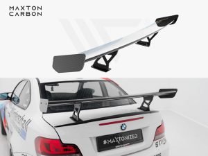 Maxton Carbon Spoiler with Internal Brackets Uprights V2 BMW 1M E82