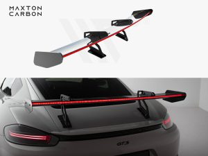 Maxton Carbon Spoiler with Upper Swan Mounting V2 + LED Porsche 718 Cayman GTS 982C