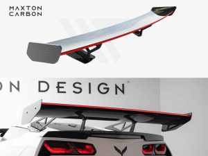 Maxton Carbon Spoiler with Internal Brackets Uprights + LED for Chevrolet Corvette Stingray/Grand Sport C7