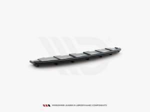 Maxton Central Rear Splitter (Vertical Bars) Audi A6 C7 S-Line Avant Exhaust 2x1 (2011-2014)