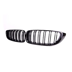MHC Black BMW F80 M3, F82/F83 M4 & F32/F33/F36 4 Series Gloss Black Double Slat Front Grilles