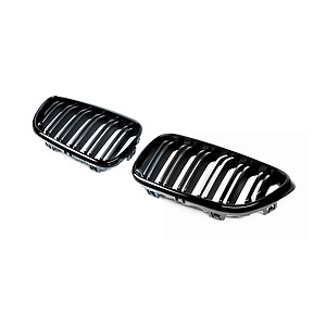 MHC Black BMW F87 M2 N55 & F22/F23 2 Series Gloss Black OEM M2 Style Double Slat Front Grilles