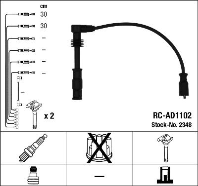 Ngk rc-ad1102 ignition cable kit (2348) 1 Ngk rc-ad1102 ignition cable kit (2348)