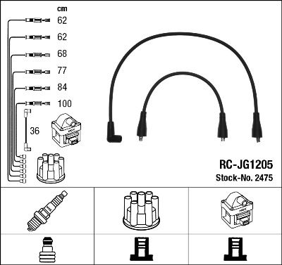 Ngk rc-jg1205 ignition cable kit (2475) 1 Ngk rc-jg1205 ignition cable kit (2475)