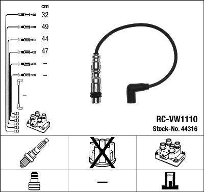Ngk rc-vw1110 ignition cable kit (44316) 1 Ngk rc-vw1110 ignition cable kit (44316)