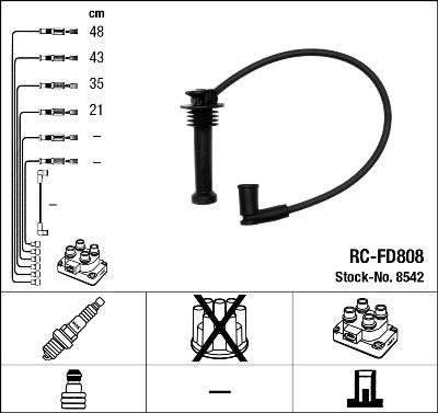 Ngk rc-fd808 ignition cable kit (8542) 1 Ngk rc-fd808 ignition cable kit (8542)