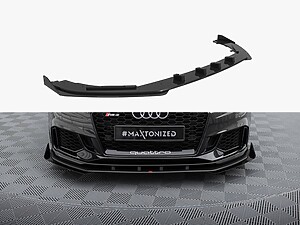 Maxton Street Pro Front Splitter V1 with Flaps - Audi RS3 Saloon (8V) Facelift - Black/Red with Gloss Flaps