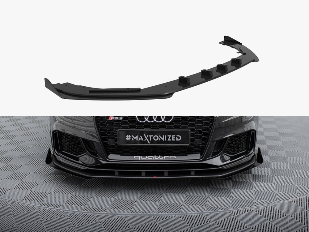 Maxton street pro front splitter v1 with flaps - audi rs3 saloon (8v) facelift - black/red with gloss flaps 1 Maxton street pro front splitter v1 with flaps - audi rs3 saloon (8v) facelift - black/red with gloss flaps