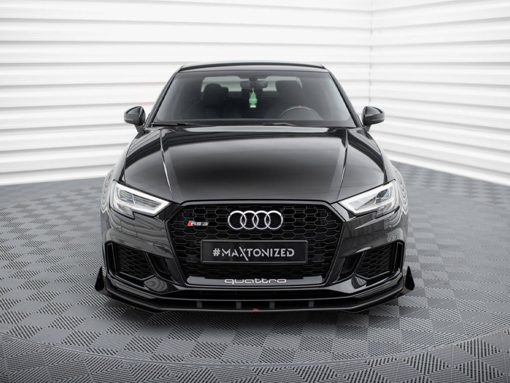 Maxton street pro front splitter v1 with flaps - audi rs3 saloon (8v) facelift - black/red with gloss flaps 3 Maxton street pro front splitter v1 with flaps - audi rs3 saloon (8v) facelift - black/red with gloss flaps - image 3