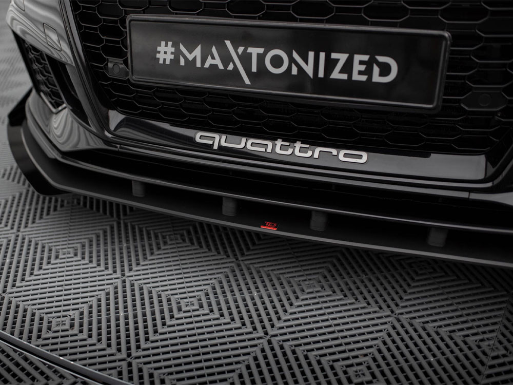 Maxton street pro front splitter v1 with flaps - audi rs3 saloon (8v) facelift - black/red with gloss flaps 4 Maxton street pro front splitter v1 with flaps - audi rs3 saloon (8v) facelift - black/red with gloss flaps - image 4