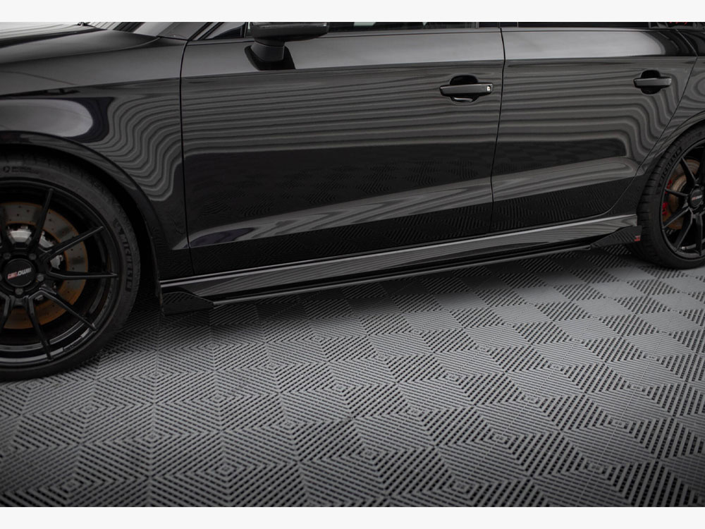 Maxton street pro side skirt diffusers v1 with flaps for audi rs3 saloon (8v facelift) - black/red, gloss flaps 3 Maxton street pro side skirt diffusers v1 with flaps for audi rs3 saloon (8v facelift) - black/red, gloss flaps - image 3