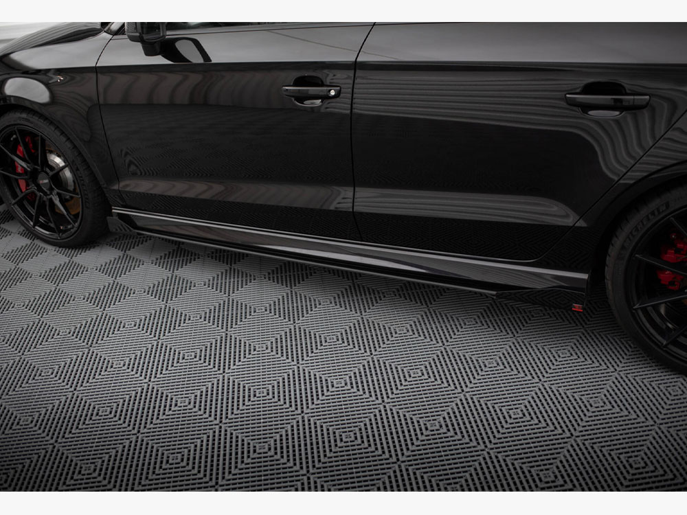 Maxton street pro side skirt diffusers v1 with flaps for audi rs3 saloon (8v facelift) - black/red, gloss flaps 4 Maxton street pro side skirt diffusers v1 with flaps for audi rs3 saloon (8v facelift) - black/red, gloss flaps - image 4