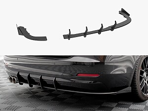 Maxton Street Pro Rear Diffuser with Flaps - BMW 4 Series Gran Coupé (F36) - Black/Red with Gloss Flaps