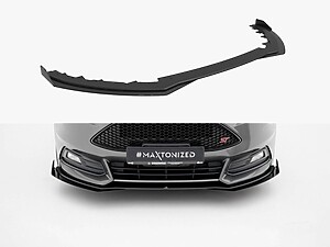 Maxton Street Pro Front Splitter with Flaps for Ford Focus ST Mk3 Facelift - Black/Red with Gloss Flaps