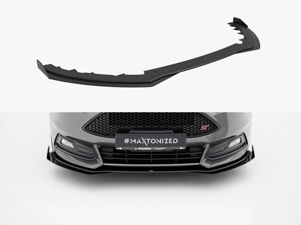 Maxton street pro front splitter with flaps for ford focus st mk3 facelift - black/red with gloss flaps 1 Maxton street pro front splitter with flaps for ford focus st mk3 facelift - black/red with gloss flaps