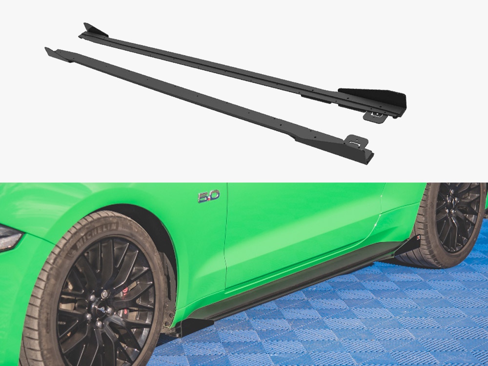 Maxton street pro side skirt diffusers v1 with flaps - ford mustang gt mk6 facelift - black/red with gloss flaps 1 Maxton street pro side skirt diffusers v1 with flaps - ford mustang gt mk6 facelift - black/red with gloss flaps