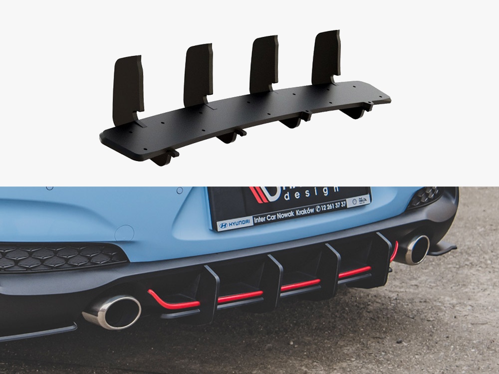 Maxton street pro rear diffuser v2 for hyundai i30 n mk3 hatchback - black/red 1 Maxton street pro rear diffuser v2 for hyundai i30 n mk3 hatchback - black/red