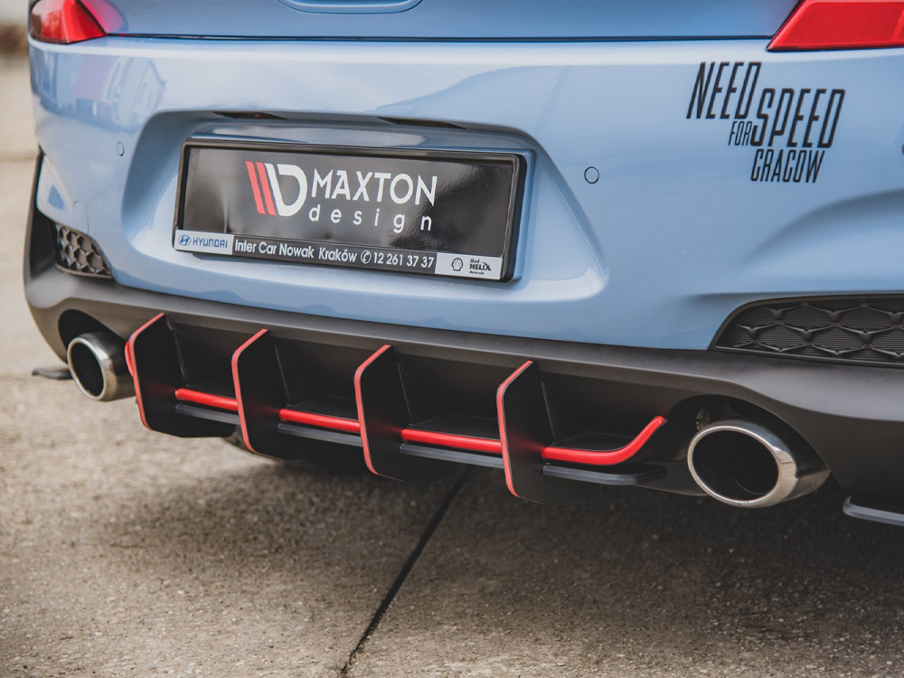 Maxton street pro rear diffuser v2 for hyundai i30 n mk3 hatchback - black/red 3 Maxton street pro rear diffuser v2 for hyundai i30 n mk3 hatchback - black/red - image 3