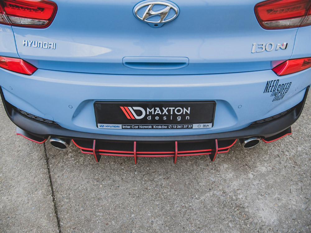 Maxton street pro rear diffuser v2 for hyundai i30 n mk3 hatchback - black/red 5 Maxton street pro rear diffuser v2 for hyundai i30 n mk3 hatchback - black/red - image 5