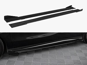 Maxton Street Pro Side Skirt Diffusers with Flaps for Mercedes-Benz A-Class AMG Line (W176) Facelift - Black/Red with Gloss Flaps