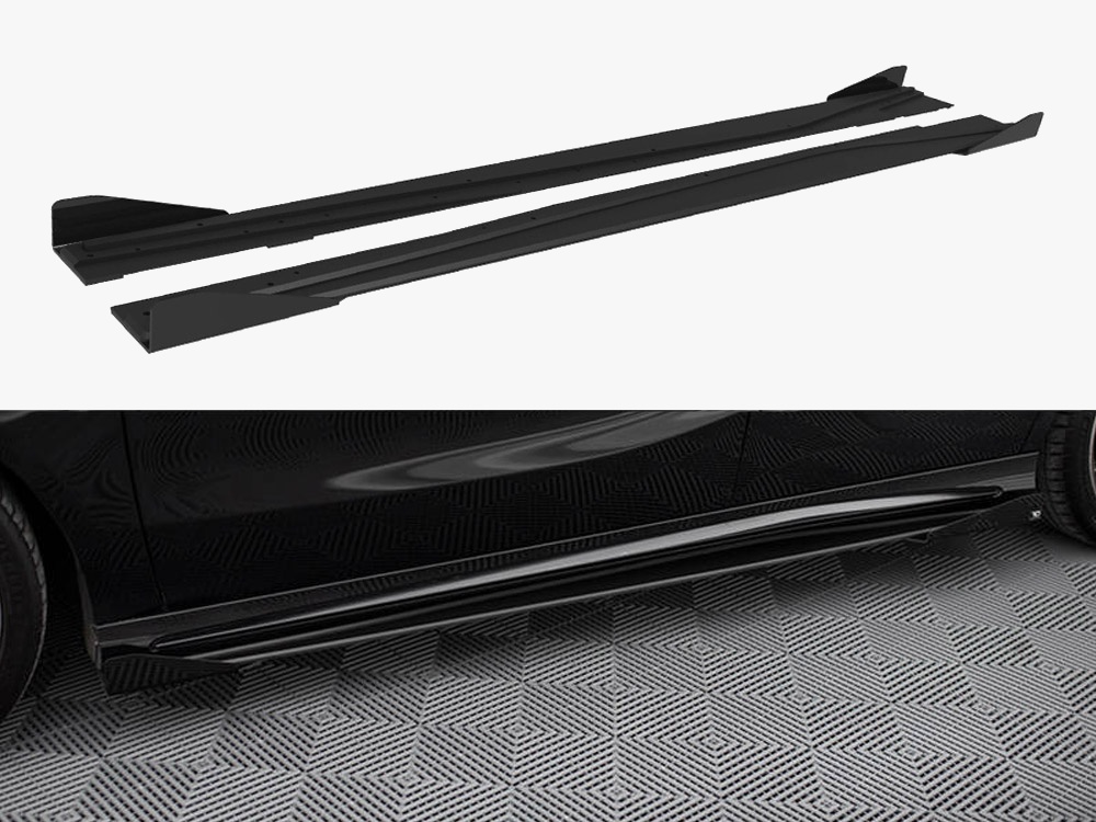 Maxton street pro side skirt diffusers with flaps for mercedes-benz a-class amg line (w176) facelift - black/red with gloss flaps 1 Maxton street pro side skirt diffusers with flaps for mercedes-benz a-class amg line (w176) facelift - black/red with gloss flaps