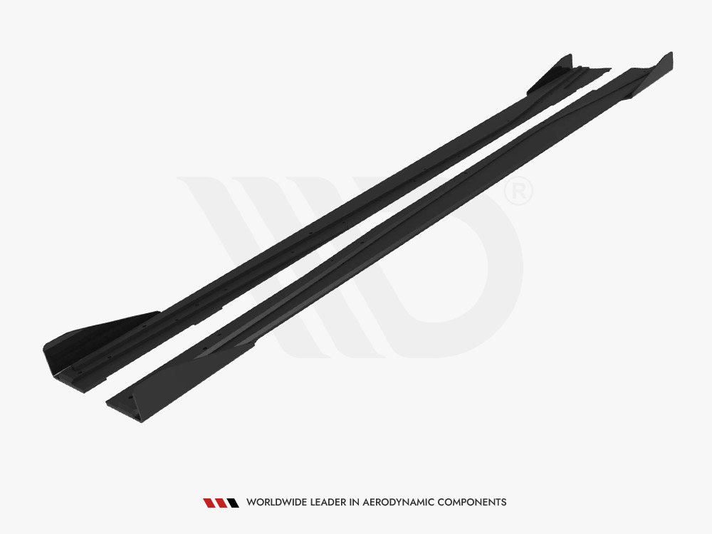 Maxton street pro side skirt diffusers with flaps for mercedes-benz a-class amg line (w176) facelift - black/red with gloss flaps 5 Maxton street pro side skirt diffusers with flaps for mercedes-benz a-class amg line (w176) facelift - black/red with gloss flaps - image 5