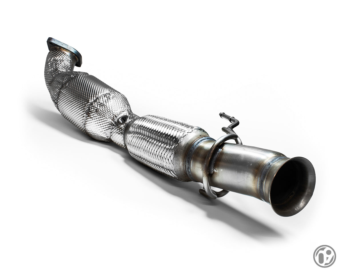 Zeronine design 76mm fast flow downpipe with 200-cell high-flow ece cat - ford focus rs mk3 (2016-2018) 1 Fen062aa